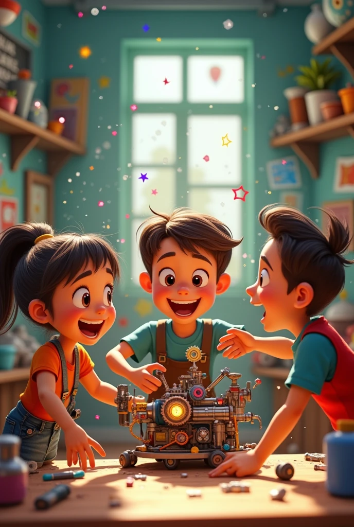 kids preparing machine- animated 