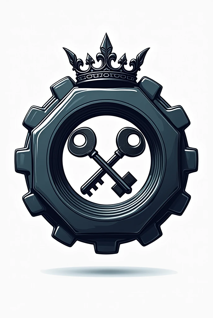 Make an automotive workshop logo with a nut with a crown on top, two keys in the center and it says ReparAuto