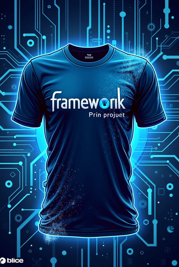 Framework Protheus TOTVS T-shirt with Technology Mascot with blue details