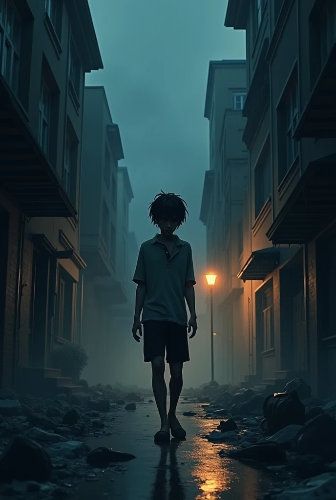Create animation of a 26 years old broken man