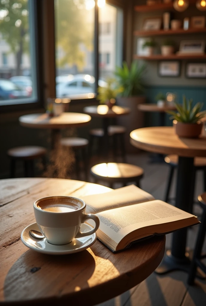 reframe with background of several wooden tables behind blurred