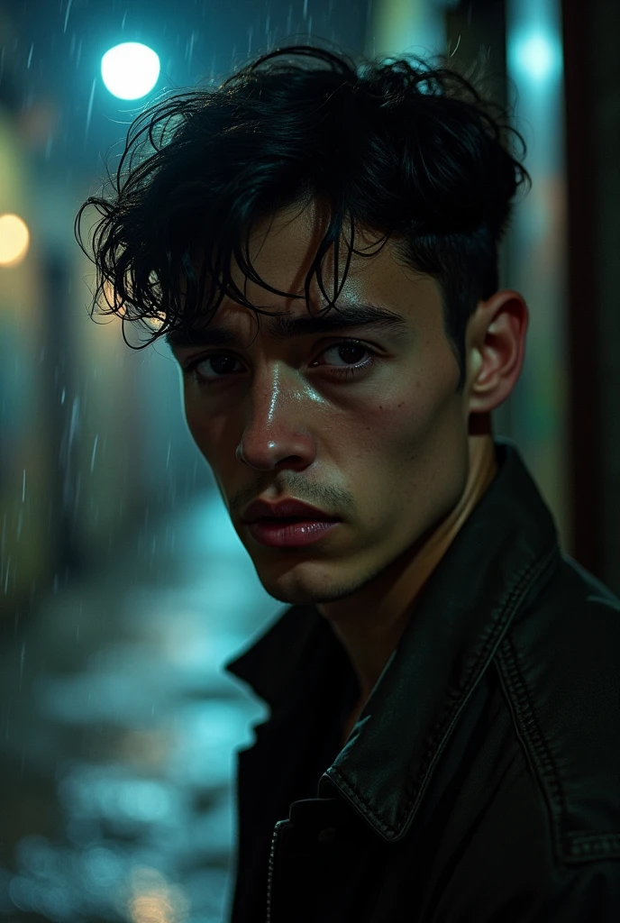 The face of a young man with a hopeless look
