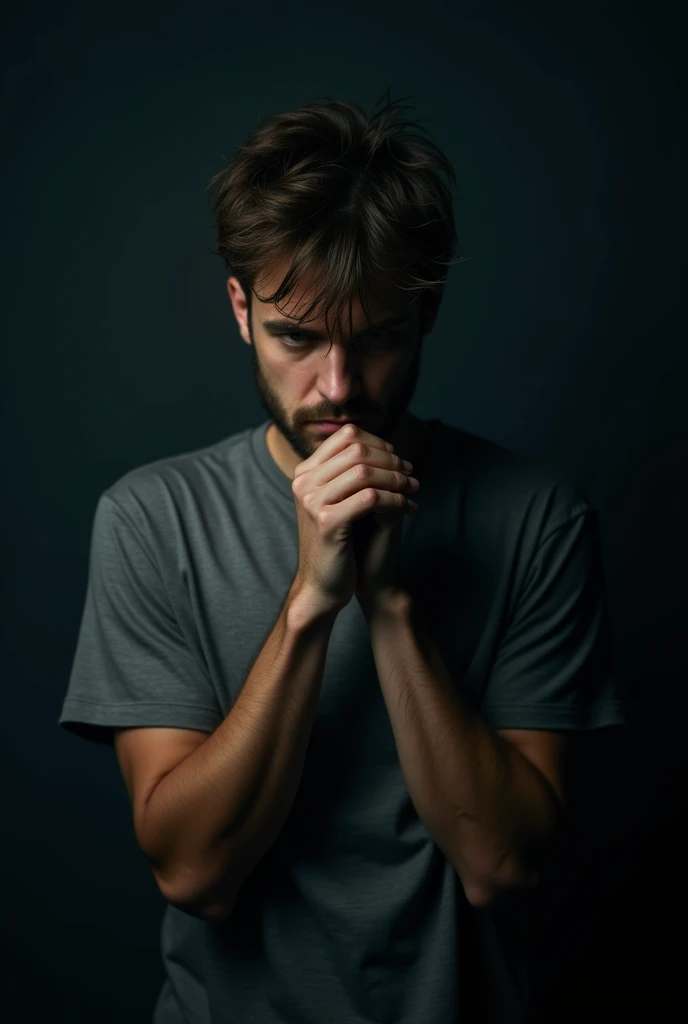 a dark background of an image of a man looking confused or frustrated 