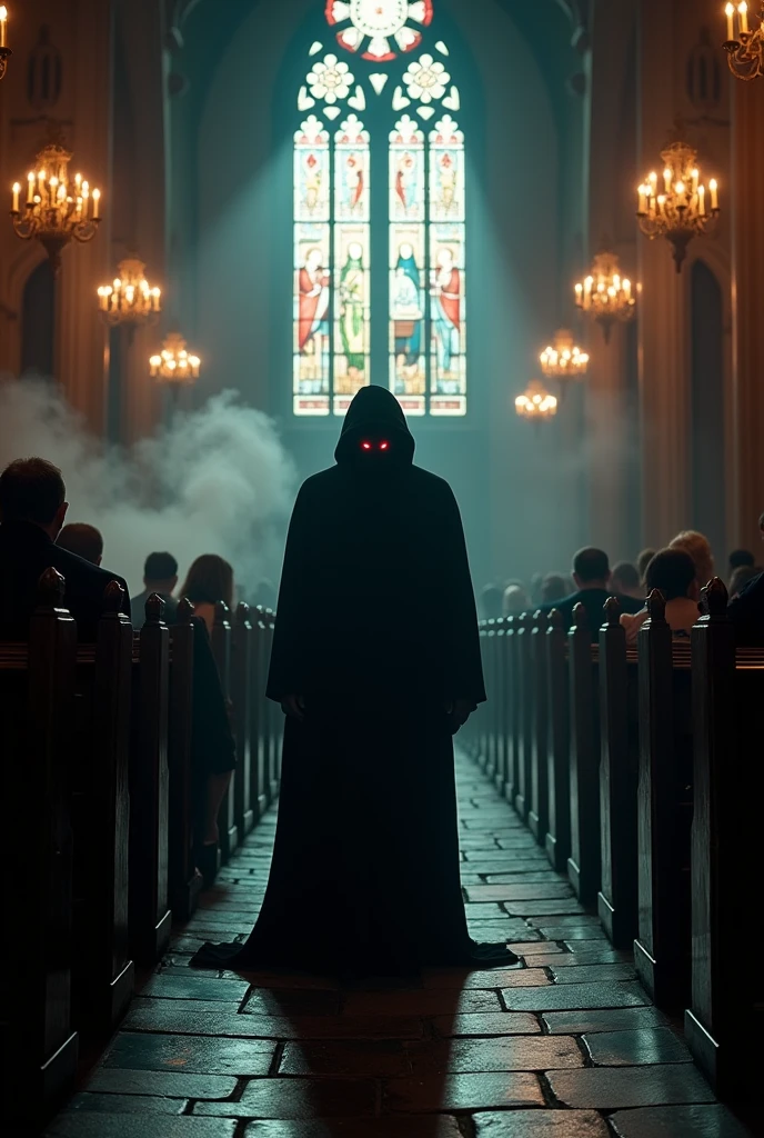 Satan who hides during mass in church