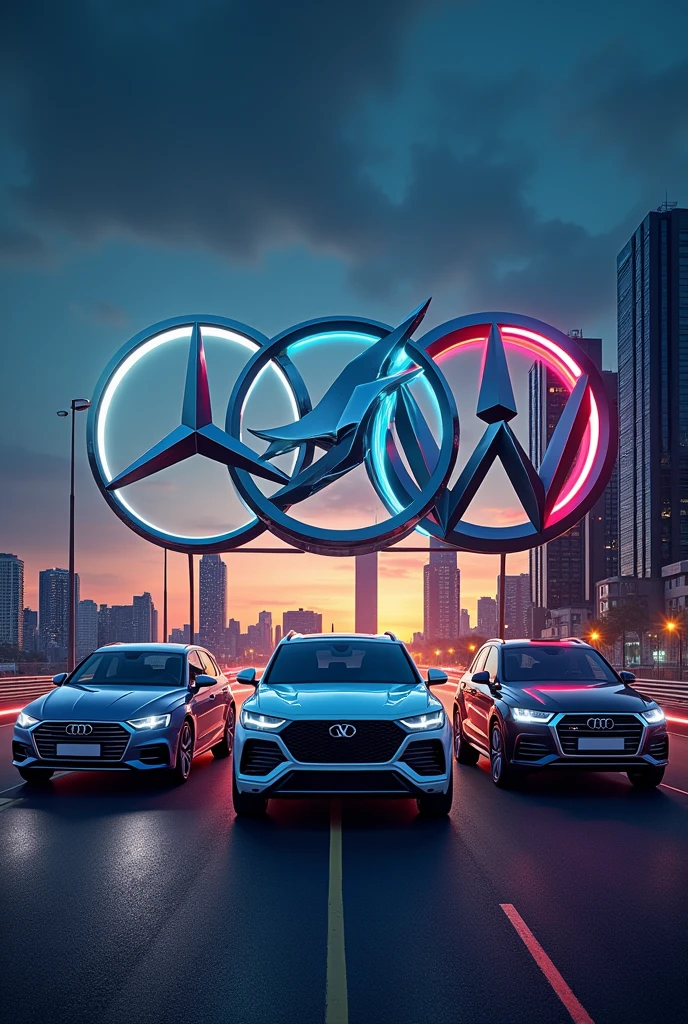The five German car brands Mercedes Bmw Volkswagen Porsche and Audi symbolized in one picture!!!!!!