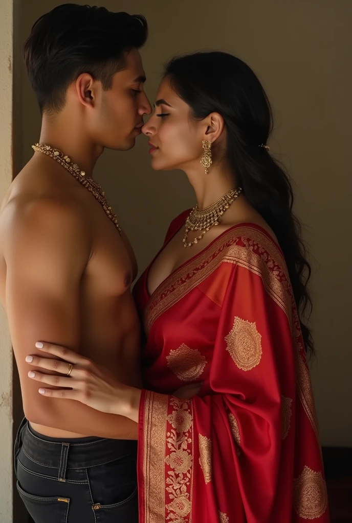 A aged boy is trying to seduce his sexy indian mother in saree to let him have sex with her