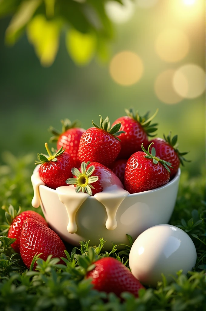 Strawberries with cream and an egg 🐣