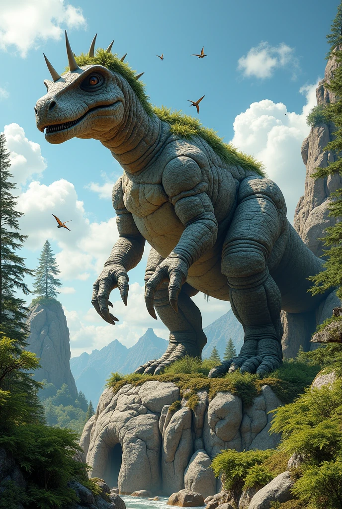 Dinosaur made of rocks