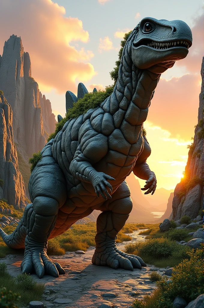 Dinosaur made of rocks