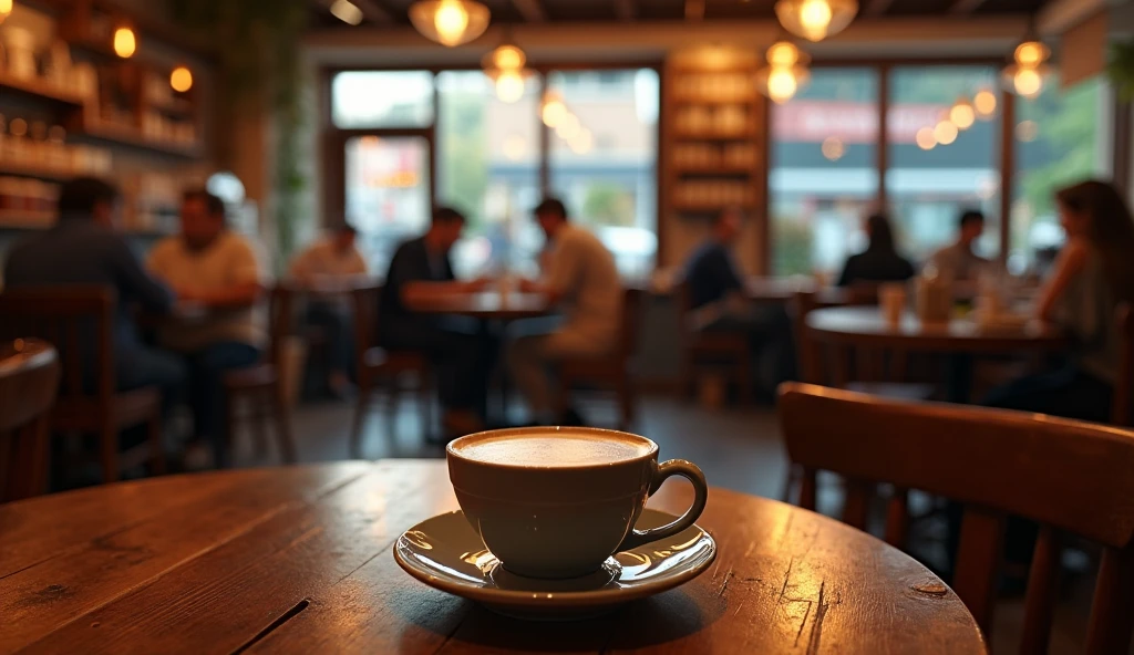 The words "paradoxicalvibes" written in large letters at the bottom of the screen, ((highest quality, Highest image quality, High resolution, photorealistic, Raw photo, 8K)), ((8k wallpaper)), a coffee house