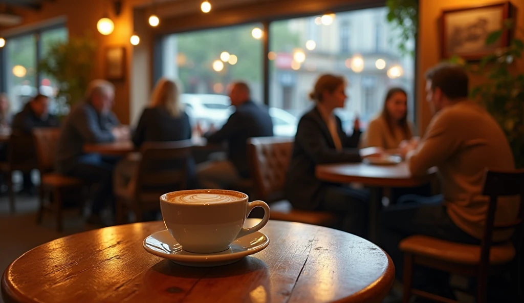 The words "paradoxicalvibes" written in large letters at the bottom of the screen, ((highest quality, Highest image quality, High resolution, photorealistic, Raw photo, 8K)), ((8k wallpaper)), a coffee house