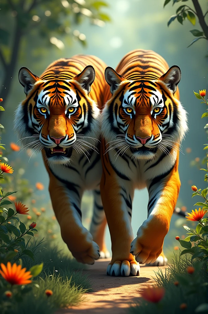 A tiger with two heads