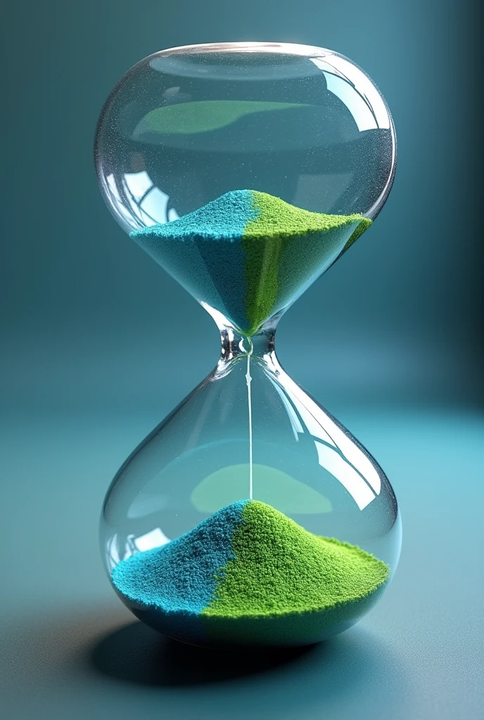 3D hourglass for a presentation whose title is "time to change"