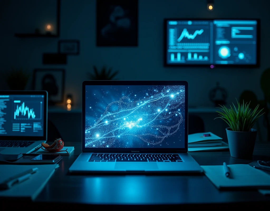 Artificial intelligence for article computer earth laptop dark
