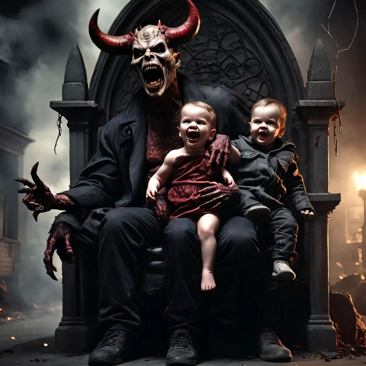 Satan and the kids - Definitely not MeThedout for realistic style+++ Masterpiece+++Cleared that up+++Clear being the operative word, that's the one that you just heard, hashgtag image junkie nerd.