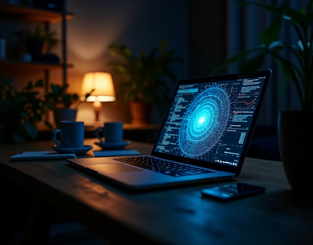 Artificial intelligence for article computer earth laptop dark