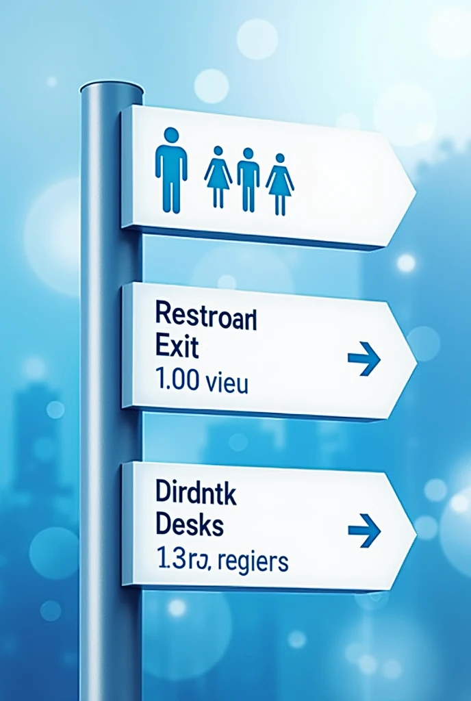 Directional signage with white and blue background PSD