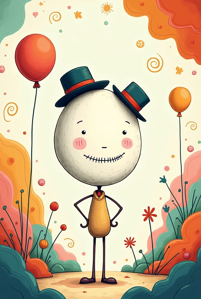 Make a stick figure with a white face, toothpick eyes and mouth, with double hat