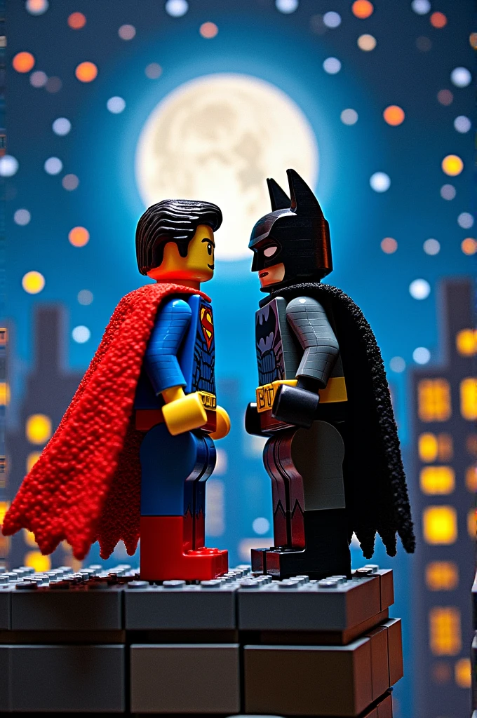 Lego Art Superman and Batman、night。