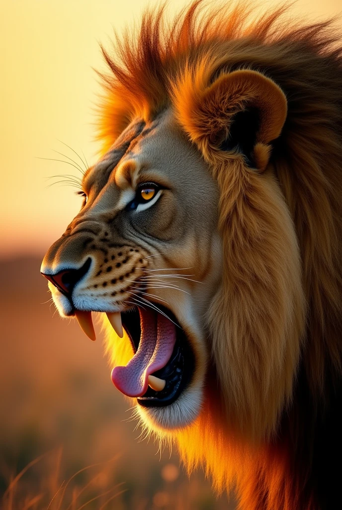 Profile photo of the head of the angry lion in front