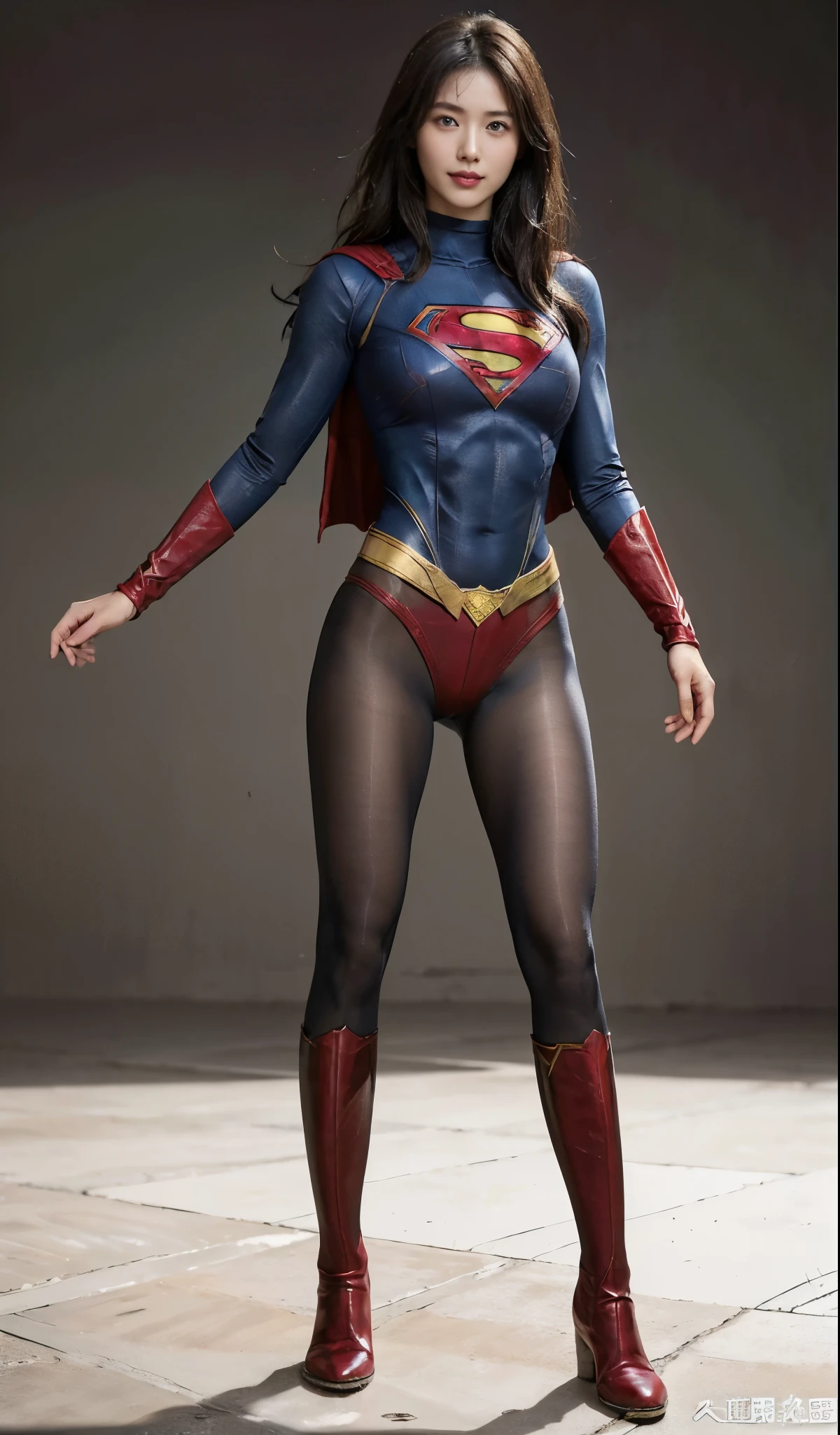 No background、(((Beautiful legs in black tights.)))、(((Legally express the beauty of your smile)))、((((Make the most of your original images)))、(((Supergirl Costume)))、(((Beautiful Hair)))、(((suffering)))、(((Please wear black tights....、Wear red boots)))、((Best image quality、8k))、((Highest quality、8k、masterpiece:1.3))、(((Preserve background )))、Sharp focus:1.2、Beautiful woman with perfect figure:1.4、Slim Abs:1.2、Wet body:1.5、Highly detailed face and skin texture、8k