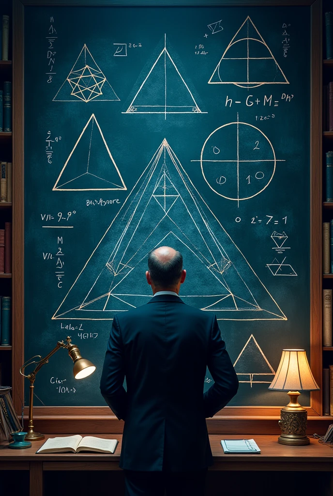 Create a formal math cover with triangles