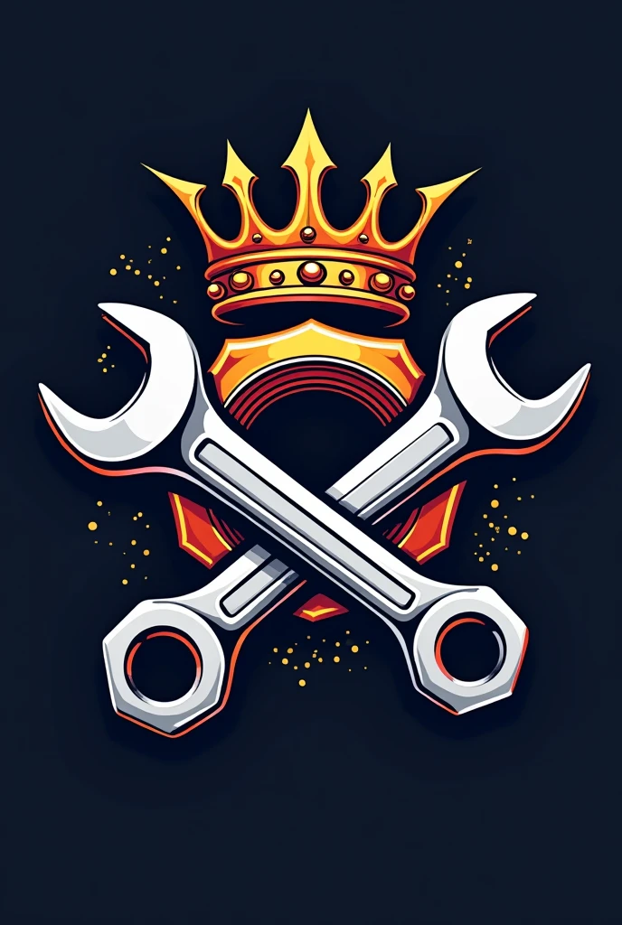 Make a logo for an automotive workshop that has a nut with a crown on top and 2 allen keys in the center, that is called ReparAuto