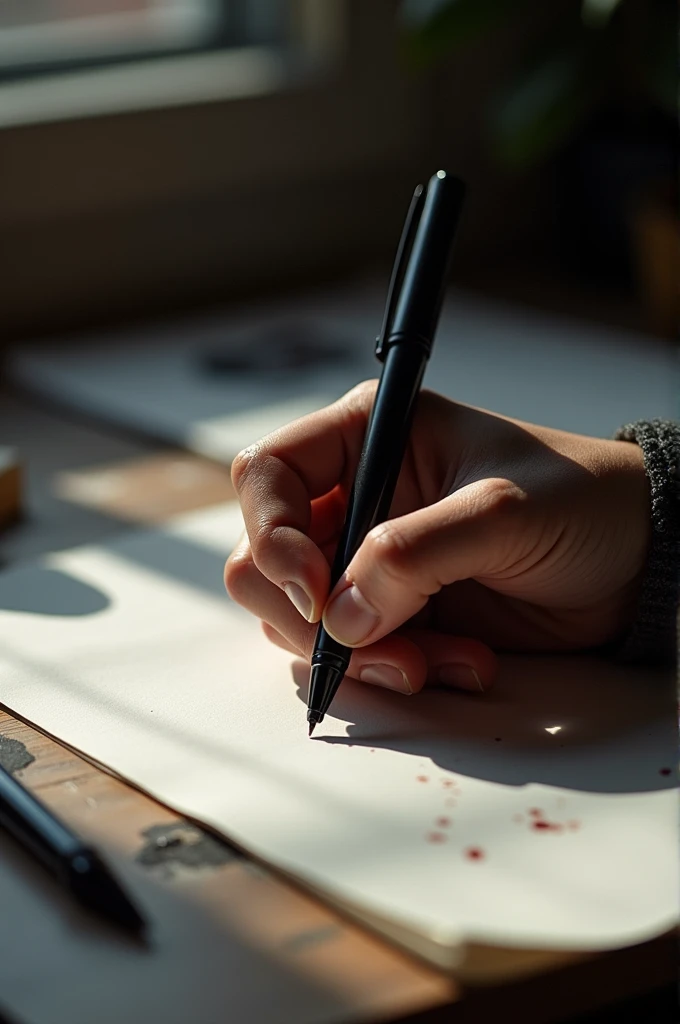a hand pen holding black silhouette