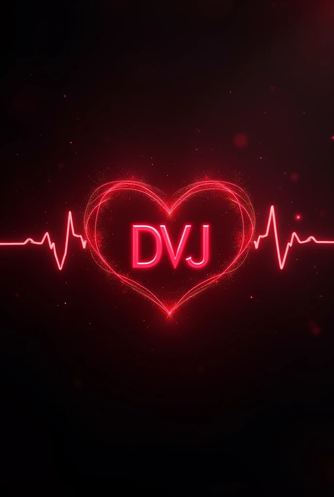 photo with a heartbeat design with red letters and a unique design that says “DVJ❤️”