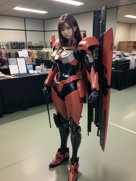 Textured Skins、Super Detail、High detail、high quality、最high quality、High resolution、1080P、hard disk、beautiful、(Gundam)、beautifulサイボーグ女性、Mecha Cyborg Girl、BATTLE MODE、Girl with a mechanical body、彼女は未来的なGundamメカを着用、Full Body Shot