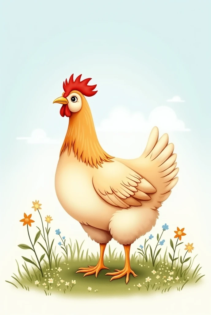 Make a realistic chicken image, but in drawing, let it be simple