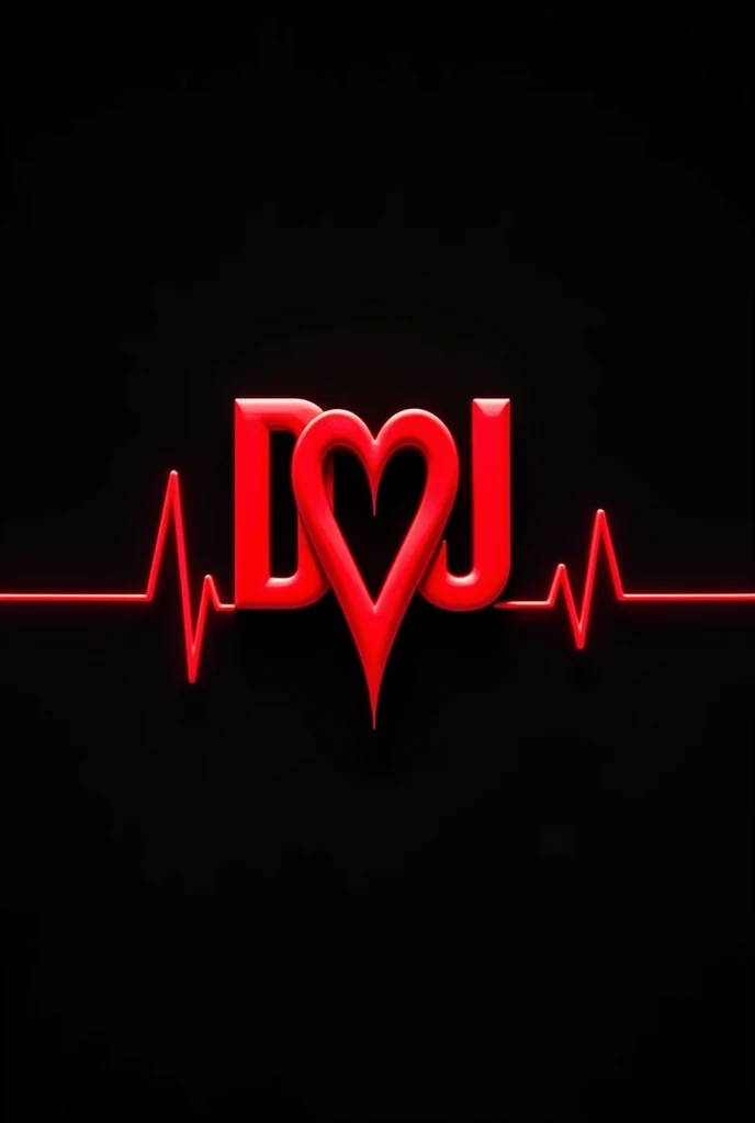 photo with a heartbeat design with red letters and an expert design that no one has in this world and that says "DVJ❤️"