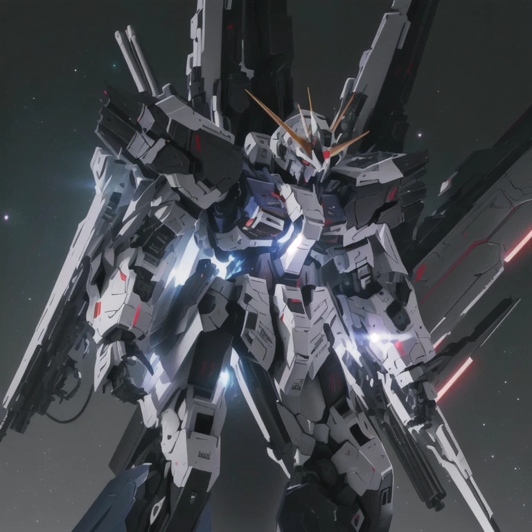 Robot holding a gun,The background is space, Alexander Ferrat White Lock, Gundam style, 4k highly detailed digital art, Badass Anime 8K, Anime style 4K, 4K detailed digital art, 4k anime wallpaper, Mobile Suit, Cool mecha style, Anime Mecha Aesthetics, anime wallpaper 4k, anime wallpaper 4k