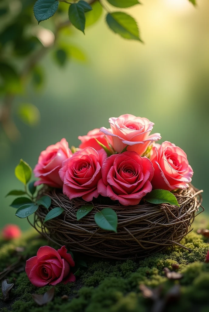 Roses inside a nest