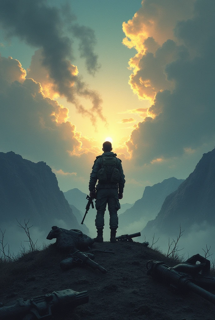 Create a book cover which is for the cover of a book about war, Loneliness and freedom, no letters just image