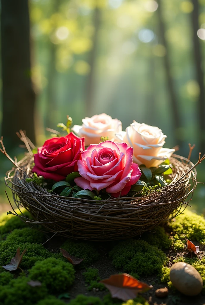 Roses inside a nest 
