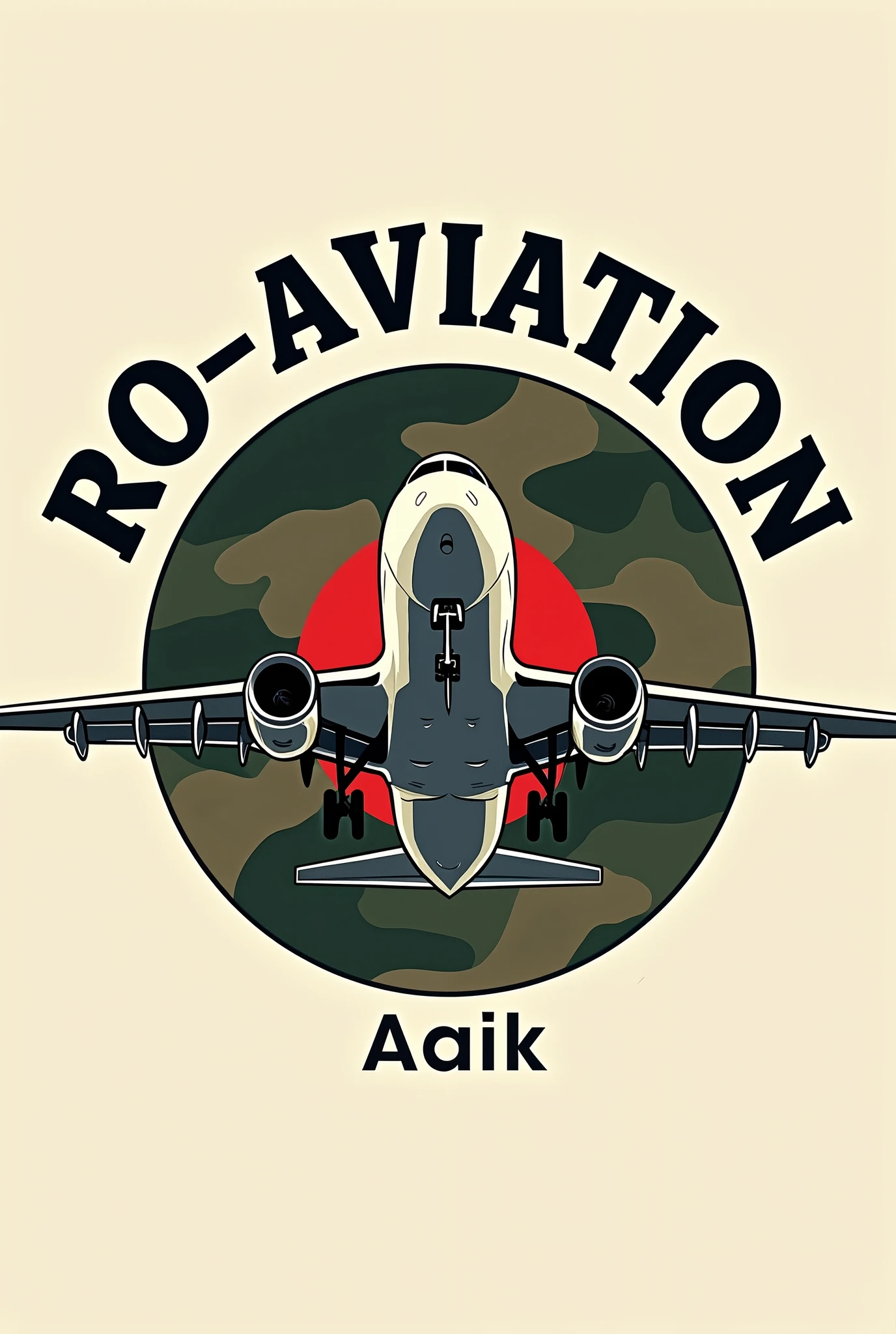 Create me a logo for a Roblox aviation game using camo green  and dark red and put a plane on it as well. The name will be Ro-Aviation. Make the plane look real like the Airbus 320