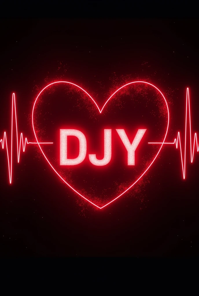 photo with a heartbeat design with red letters and a heartbeat lines in the background that says “DVJ❤️”