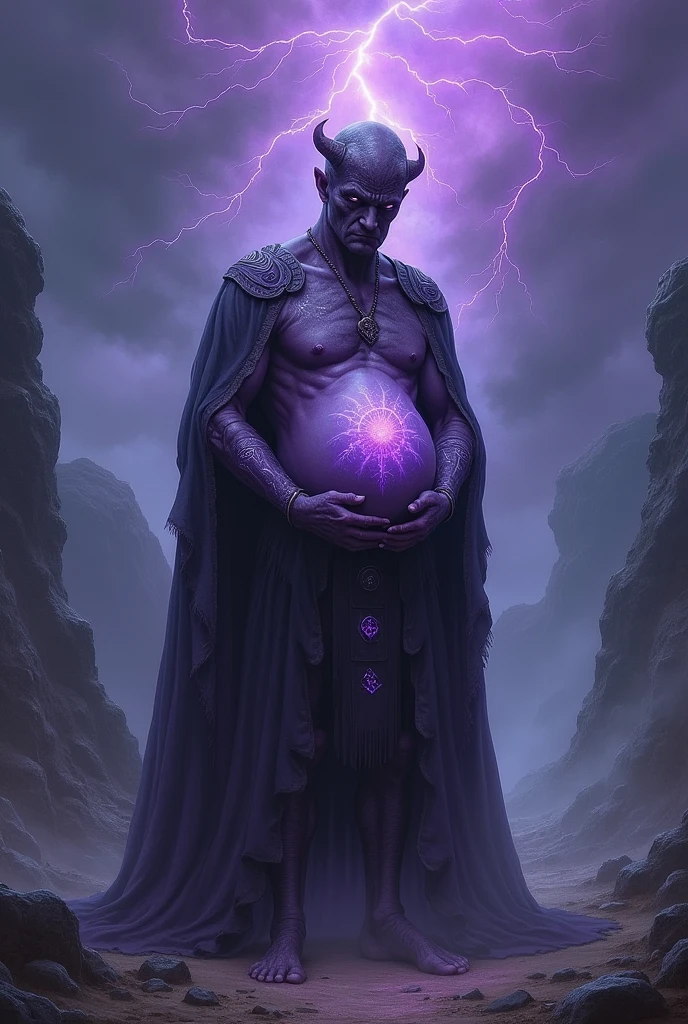 Man pregnant with a giant demon