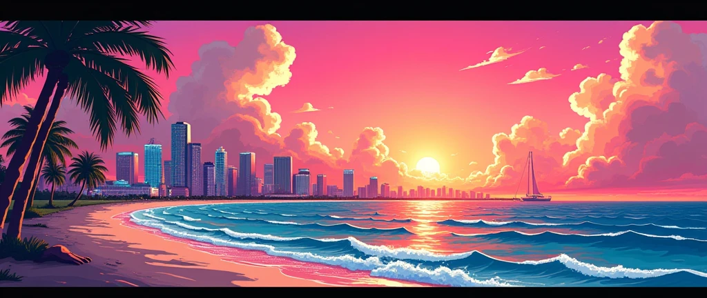 (((sky))) with clouds and the sea, vice city gta