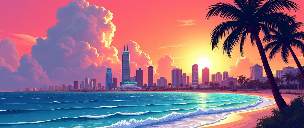 (((sky))) with clouds and the sea, vice city gta