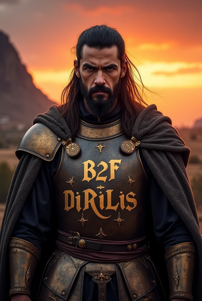 Ertugrul (engin altan) with name on screen B2F DiRiLiS on chest pic for dp