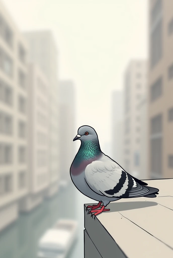 Make a realistic pigeon image, but in drawing, let it be simple