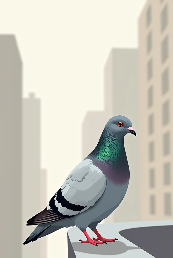 Make a realistic pigeon image, but in drawing, let it be simple