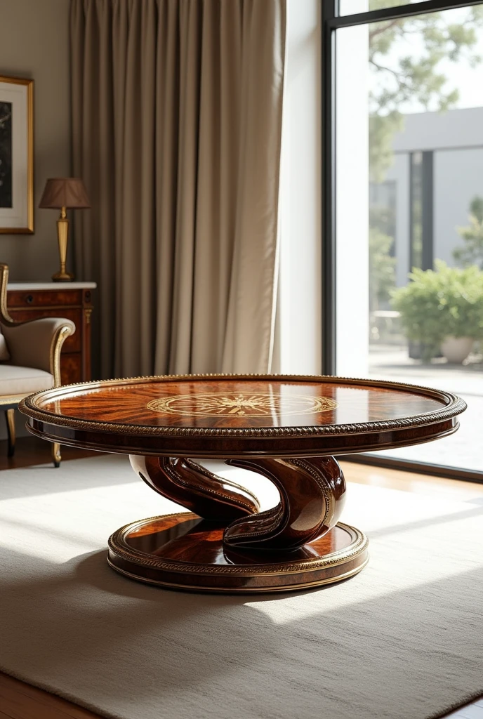 Create a piece of furniture that combines the neoclassical style of Louis XVI, the simplicity of modern furniture and the dynamism of futuristic style.