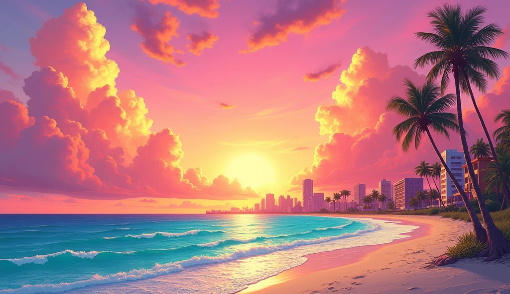 (((sky))) with clouds and the sea, vice city gta