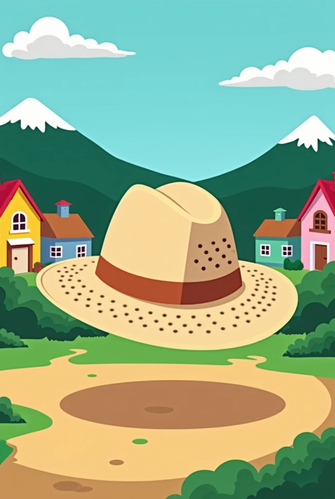 Beige small panama hat with ventilation holes, in the style of the animated series South Park, Without character