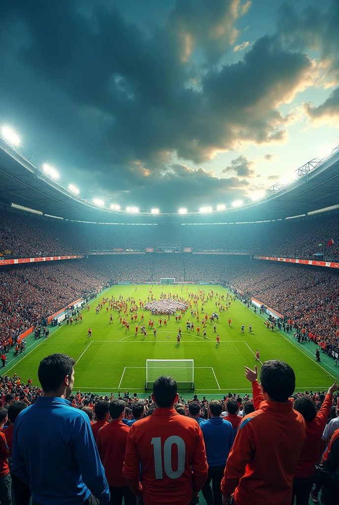 Create an image with more than a thousand football players