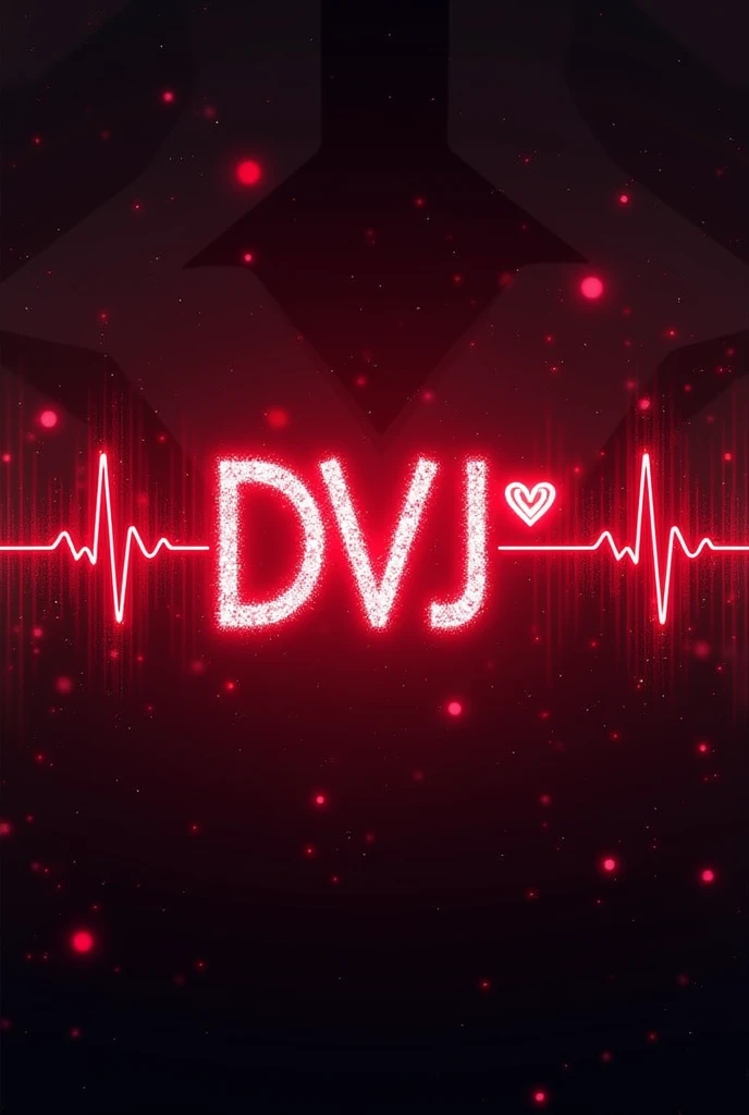 photo with a heartbeat design with red letters and a heartbeat lines in the background that says “DVJ❤️”