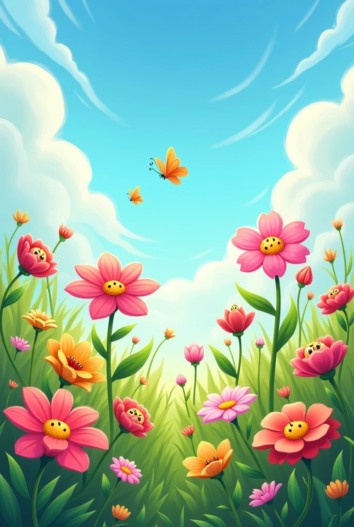 Cartoons for the story of a flower garden without children